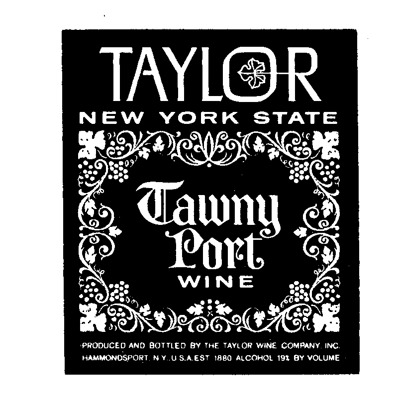 Trademark Logo TAYLOR TAWNY PORT NEW YORK STATE WINE TAWNYY PORT WINE PRODUCED AND BOTTLED BY THE TAYLOR WINE COMPANY INC. HAMMONDSPORT NY USA EST. 1880 ALCOHOL 19% BY VOLUME