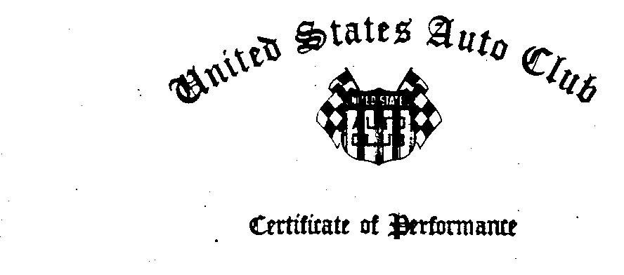  UNITED STATES AUTO CLUBCERTIFICATE OF PERFORMANCE AUTO CLUB UNITED STATES