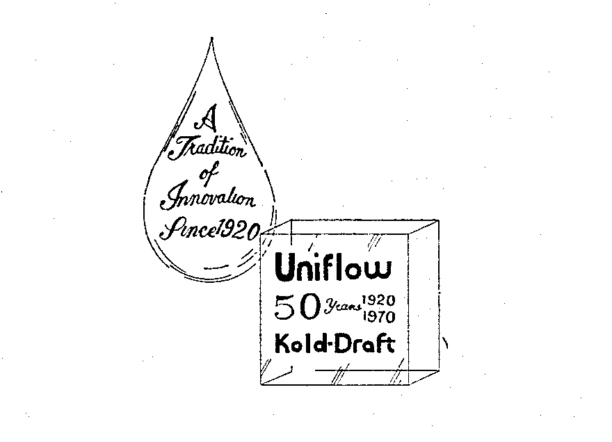 Trademark Logo UNIFLOW 50 YEARS 1920 1970 KOLD- DRAFT A TRADITION OF INNOVATION SINCE 1920