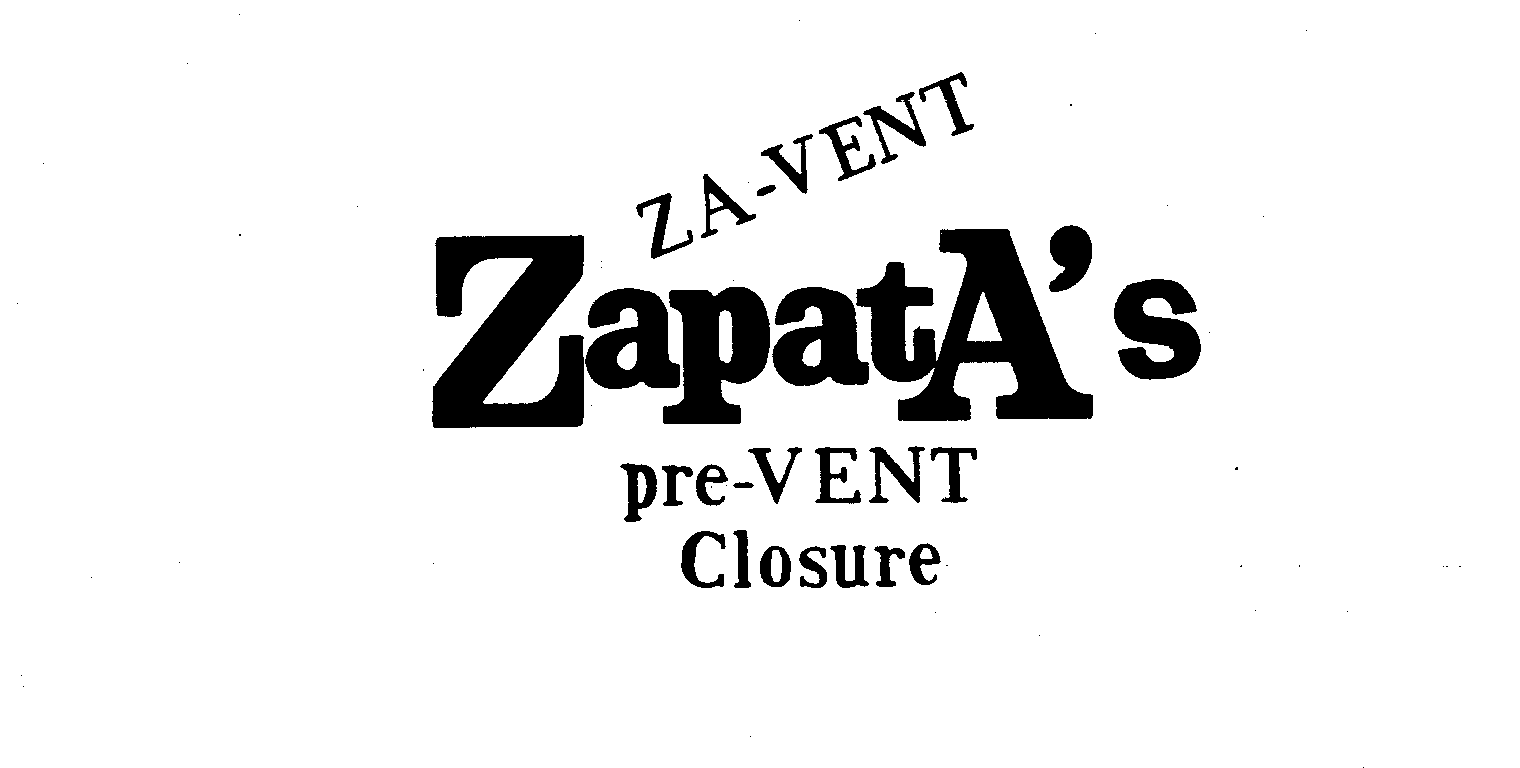 Trademark Logo ZA-VENT ZAPATA'S PRE-VENT CLOSURE