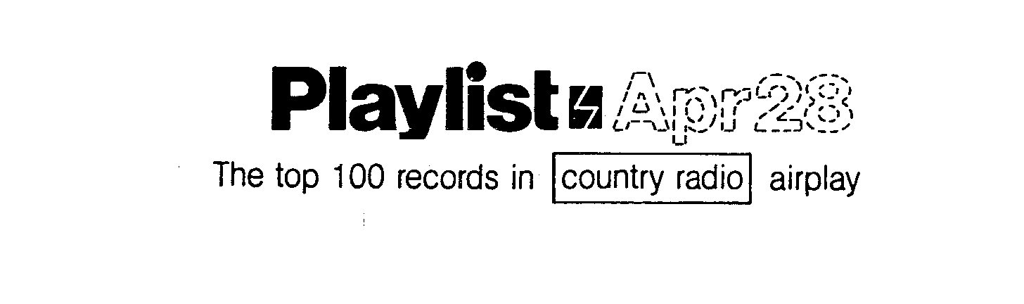 Trademark Logo PLAYLIST-THE TOP 100 RECORDS IN COUNTRY RADIO AIRPLAY