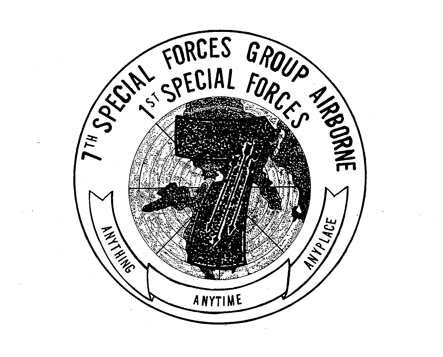  7TH SPECIAL FORCES GROUP AIRBORNE 1ST SPECIAL FORCES 7 ANYTHING ANYTIME ANYPLACE