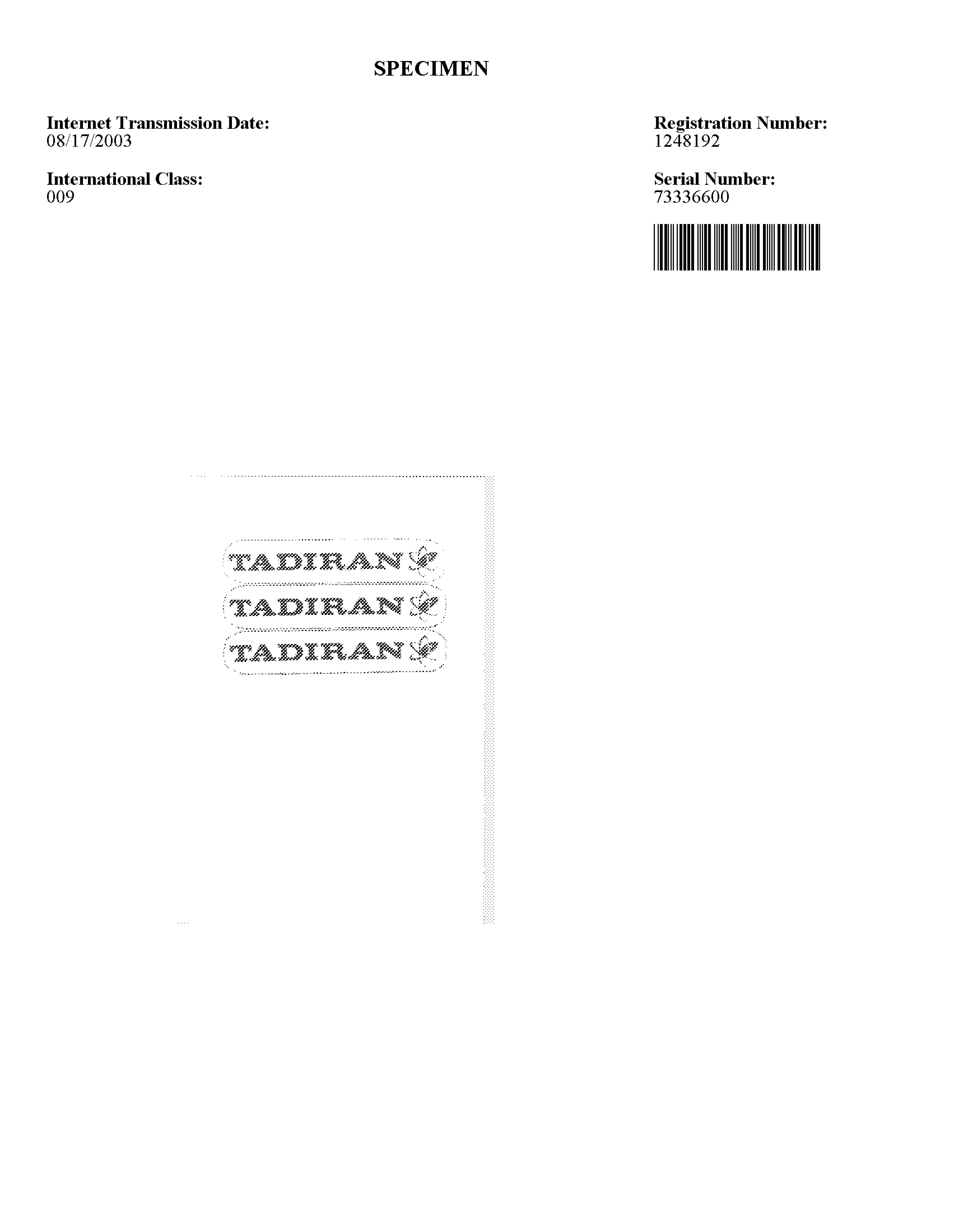 Trademark Logo TADIRAN