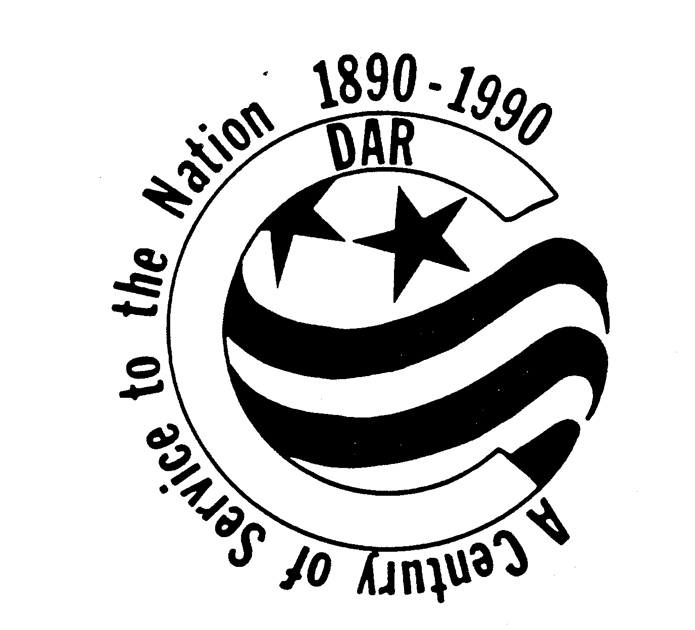 Trademark Logo DAR A CENTURY OF SERVICE TO THE NATION 1890-1990