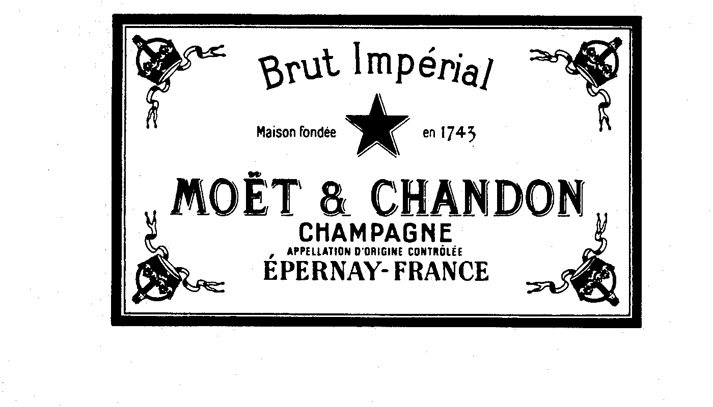 Trademark Logo BRUT IMPERIAL MAISON FONDEE EN 1743 MOET & CHANDON CHAMPAGNE APPELLATION D'ORIGINE CONTROLEE EPERNAY-FRANCE