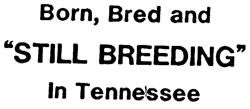  BORN, BRED AND "STILL BREEDING" IN TENNESSEE