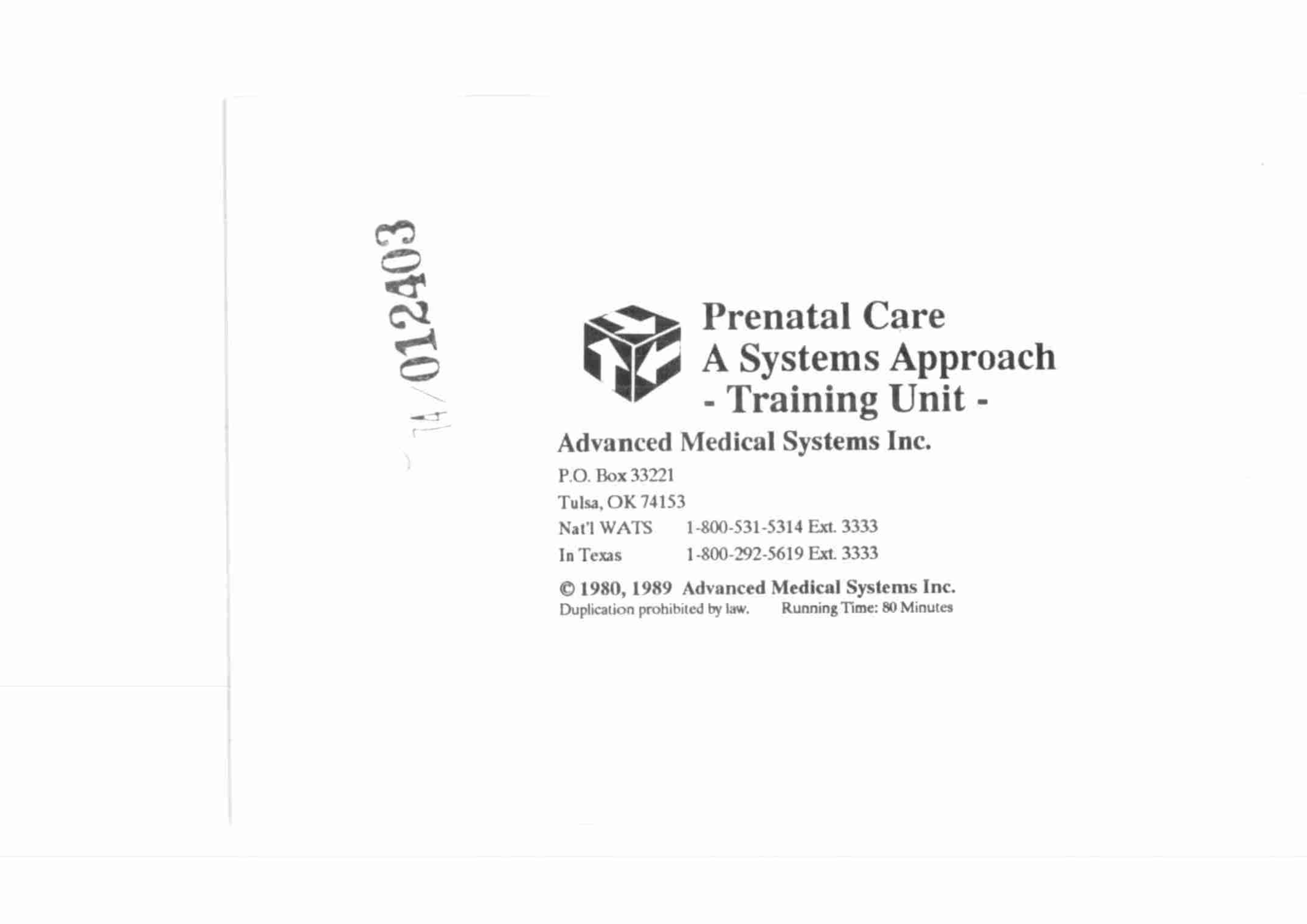  PRENATAL CARE A SYSTEMS APPROACH
