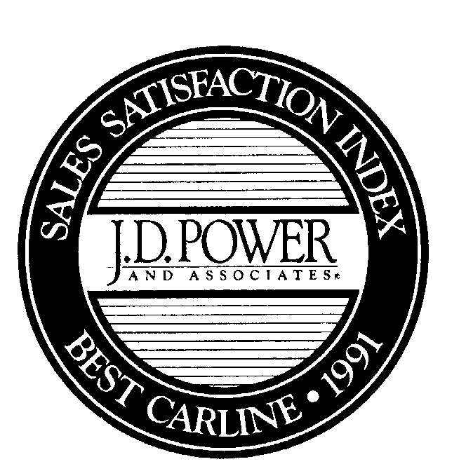 Trademark Logo J.D. POWER AND ASSOCIATES SALES SATISFACTION INDEX BEST CARLINE 1991