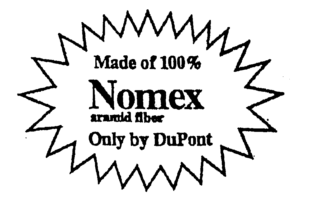Trademark Logo NOMEX MADE OF 100% ARAMID FIBER ONLY BY DUPONT