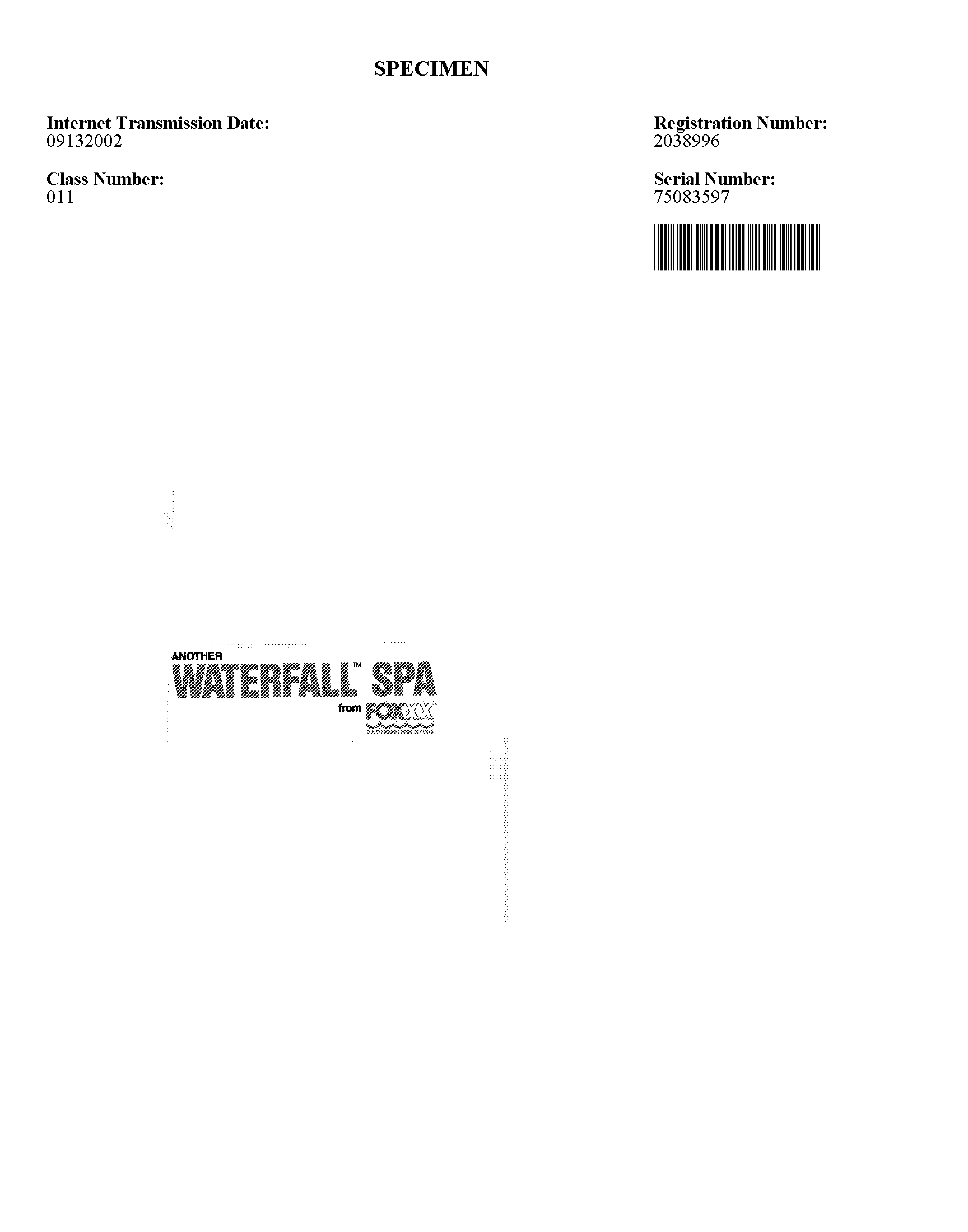 Trademark Logo WATERFALL
