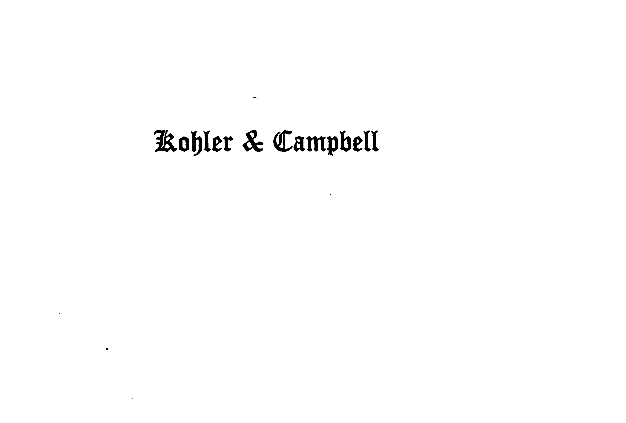  KOHLER &amp; CAMPBELL