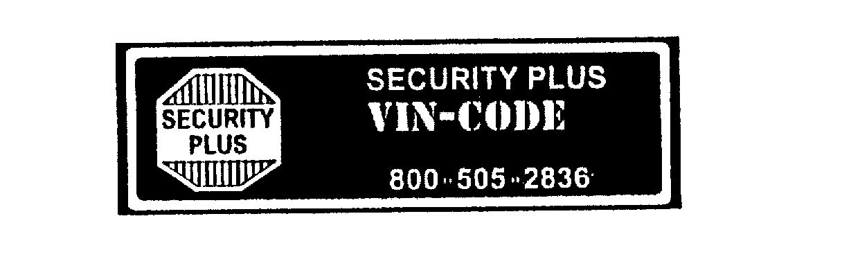 Trademark Logo SECURITY PLUS VIN-CODE SECURITY PLUS 800 505 2836