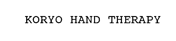 Trademark Logo KORYO HAND THERAPY