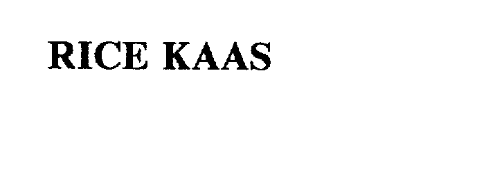 Trademark Logo RICE KAAS