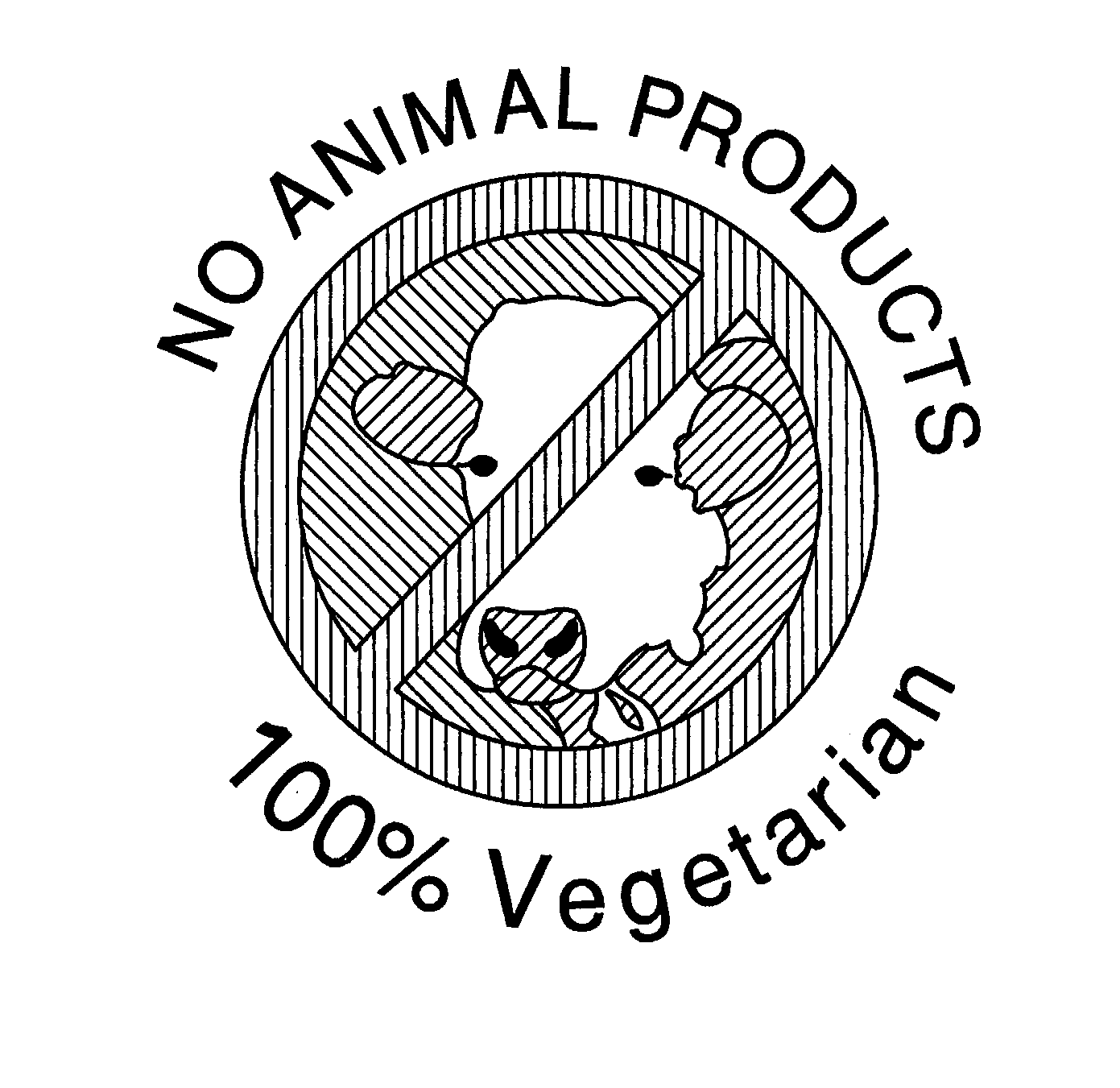 Trademark Logo NO ANIMAL PRODUCTS 100% VEGETARIAN