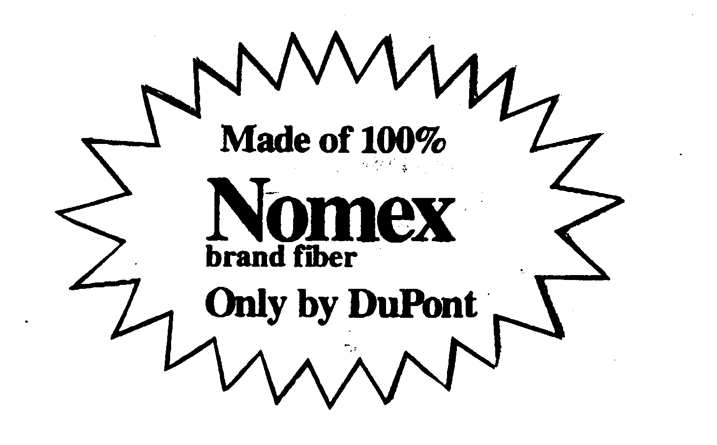 Trademark Logo MADE OF 100% NOMEX BRAND FIBER ONLY BY DUPONT