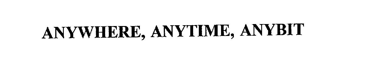 Trademark Logo ANYWHERE, ANYTIME, ANYBIT