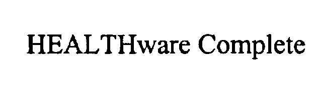 Trademark Logo HEALTHWARE COMPLETE