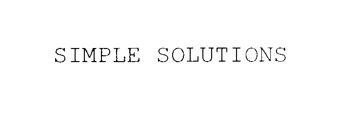 Trademark Logo SIMPLE SOLUTIONS