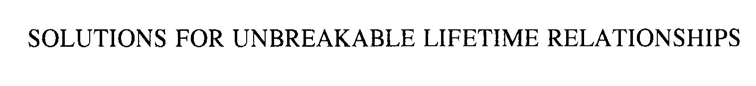 Trademark Logo SOLUTIONS FOR UNBREAKABLE LIFETIME RELATIONSHIPS
