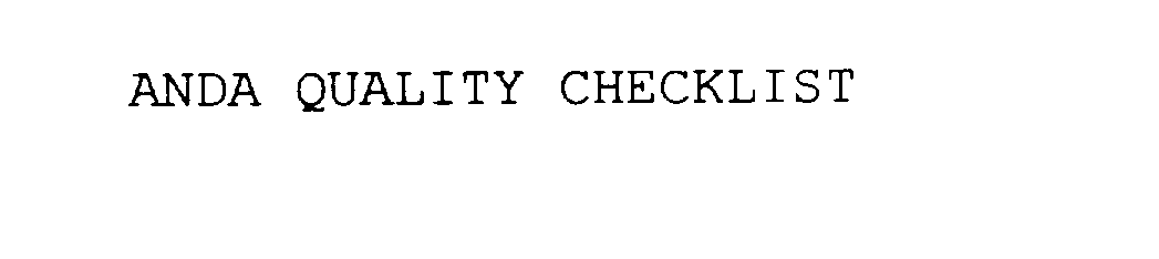 ANDA QUALITY CHECKLIST