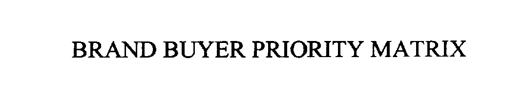 Trademark Logo BRAND BUYER PRIORITY MATRIX