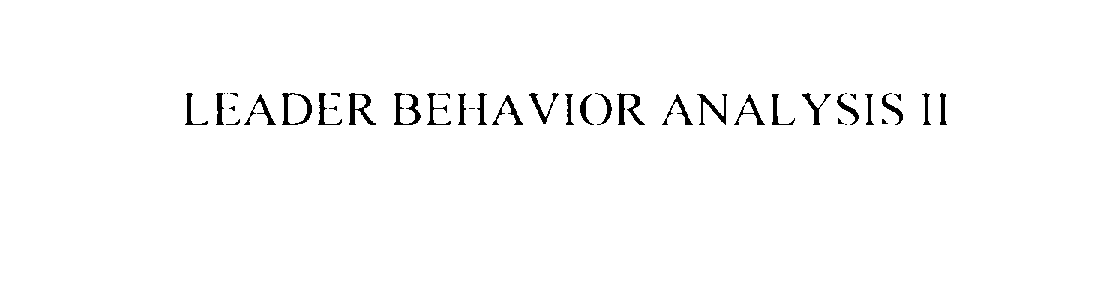  LEADER BEHAVIOR ANALYSIS II