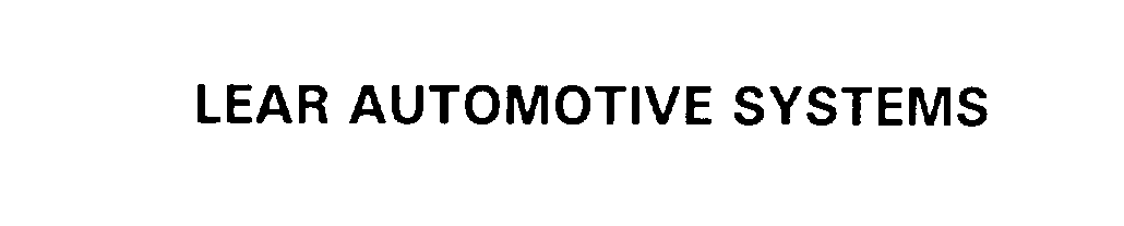 Trademark Logo LEAR AUTOMOTIVE SYSTEMS