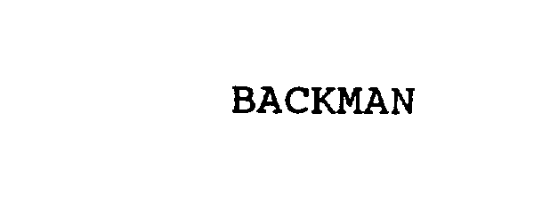 Trademark Logo BACKMAN