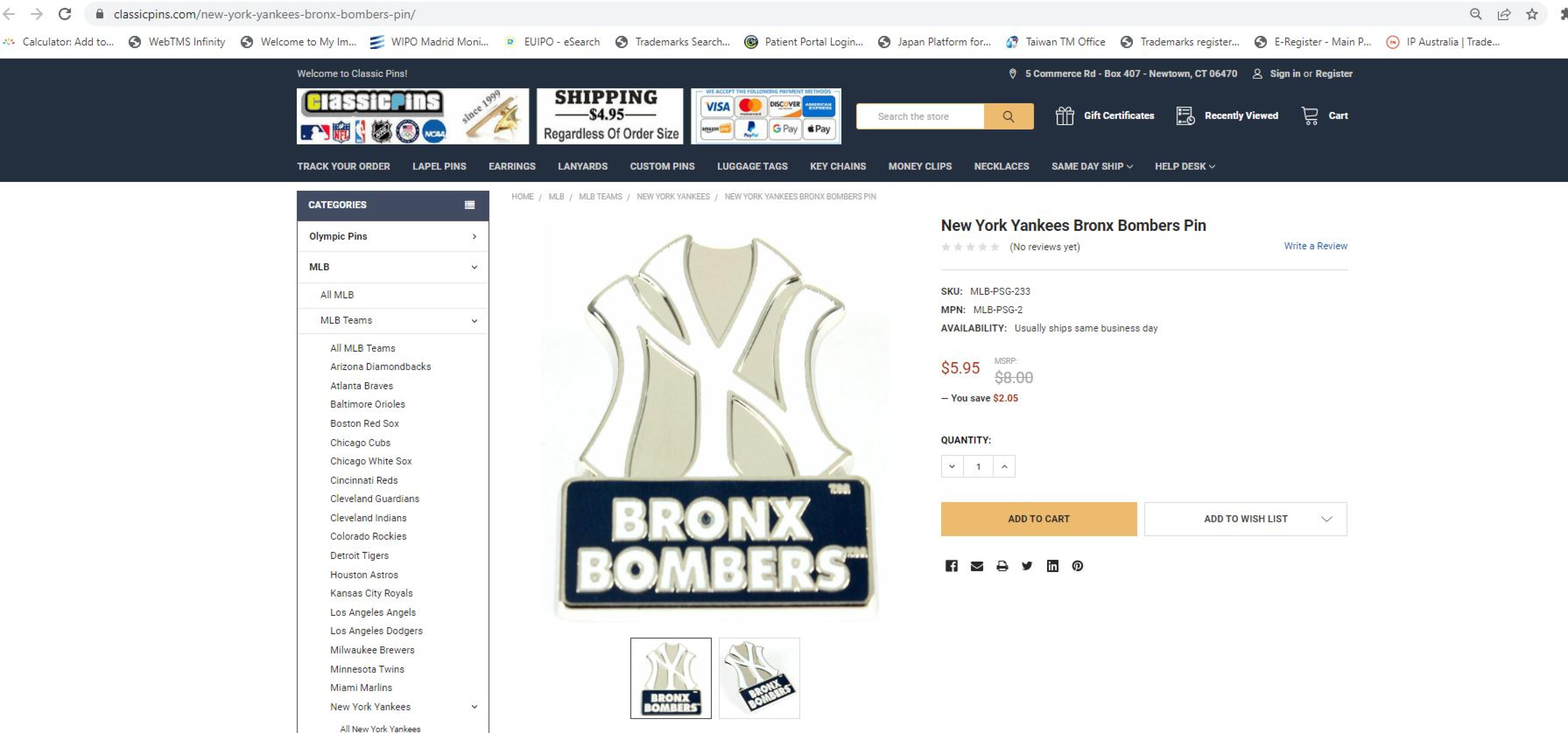 Trademark Logo BRONX BOMBERS