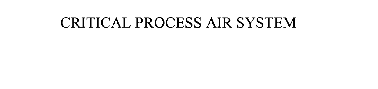  CRITICAL PROCESS AIR SYSTEM