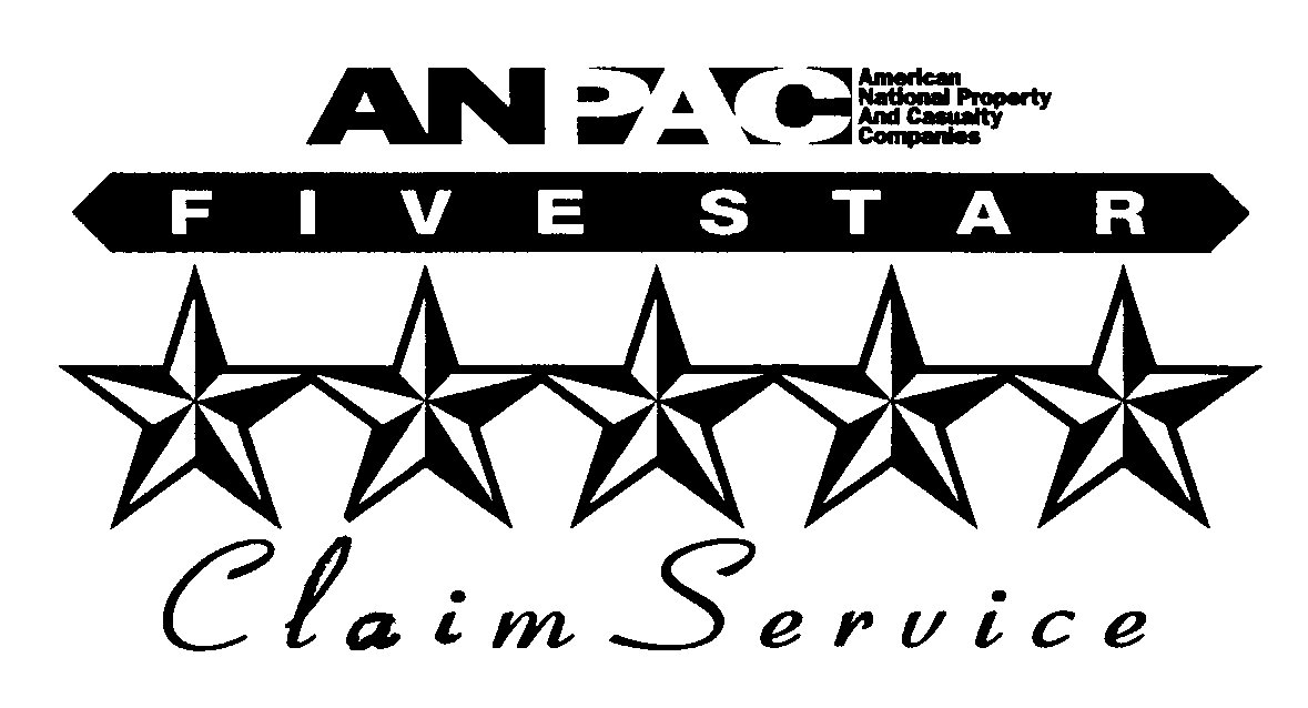 Trademark Logo ANPAC FIVE STAR CLAIM SERVICE AMERICAN NATIONAL PROPERTY AND CASUALTY COMPANIES