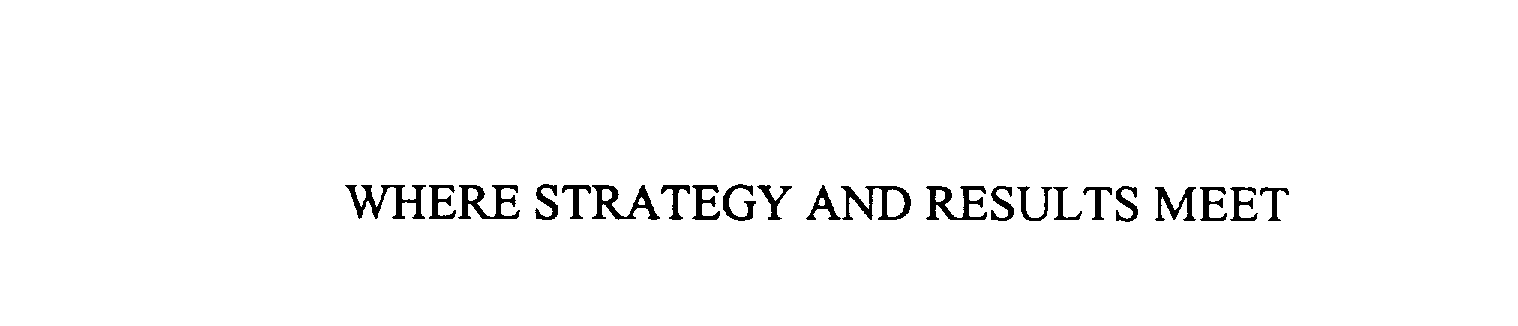  WHERE STRATEGY AND RESULTS MEET