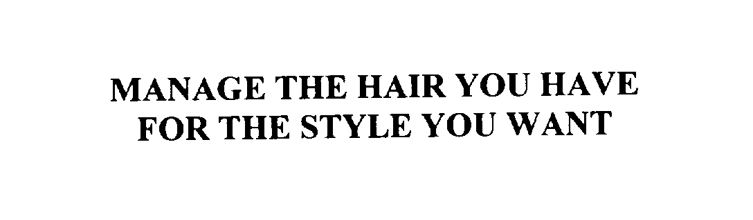 Trademark Logo MANAGE THE HAIR YOU HAVE FOR THE STYLE YOU WANT