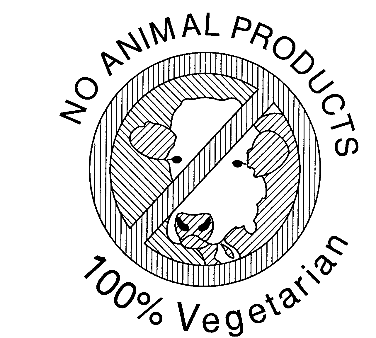 Trademark Logo NO ANIMAL PRODUCTS 100% VEGETARIAN