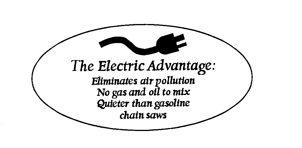  THE ELECTRIC ADVANTAGE: ELIMINATES AIR POLLUTION NO GAS AND OIL TO MIX QUIETER THAN GASOLINE CHAIN SAWS