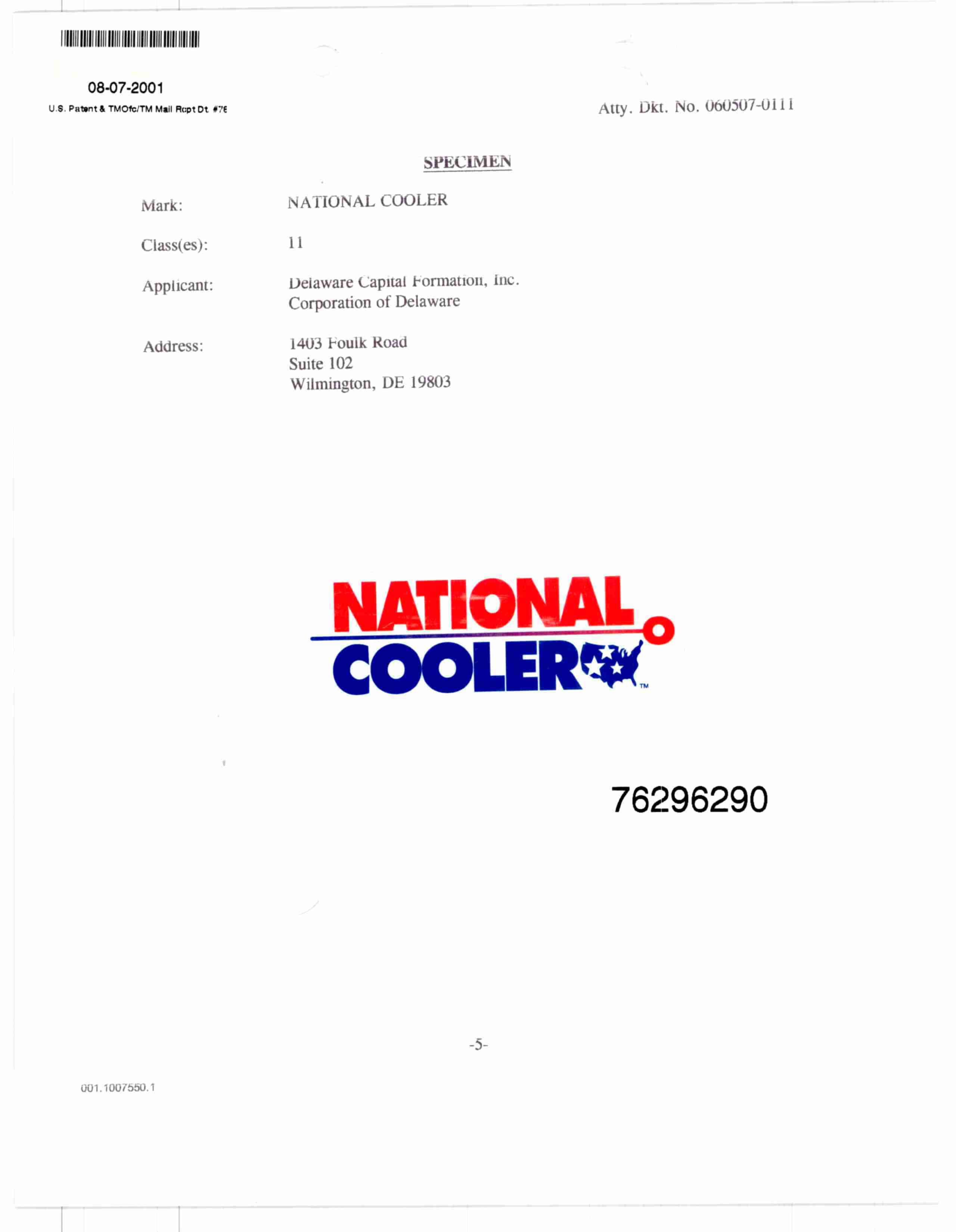 Trademark Logo NATIONAL COOLER