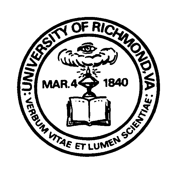 Trademark Logo :UNIVERSITY OF RICHMOND, VA: VERBUM VITAE ET LUMEN SCIENTIAE MAR.4 1840