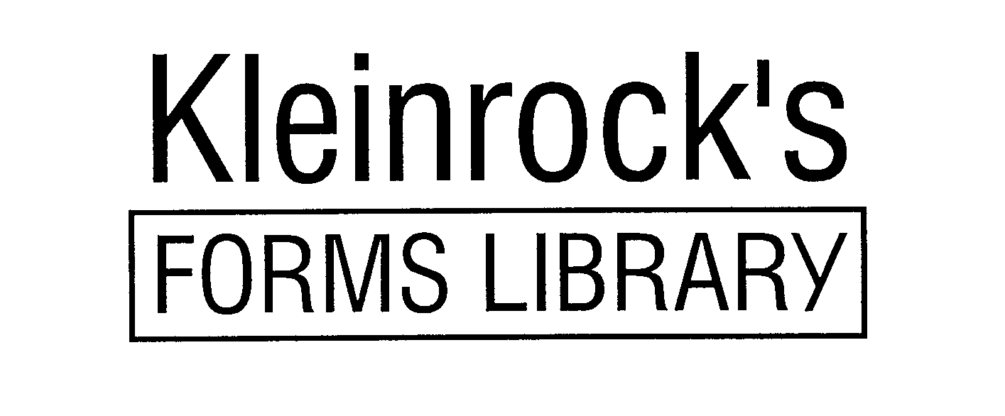  KLEINROCK'S FORMS LIBRARY