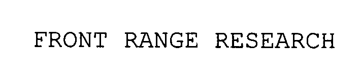 Trademark Logo FRONT RANGE RESEARCH