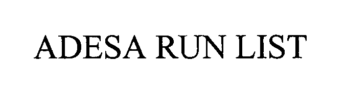 Trademark Logo ADESA RUN LIST