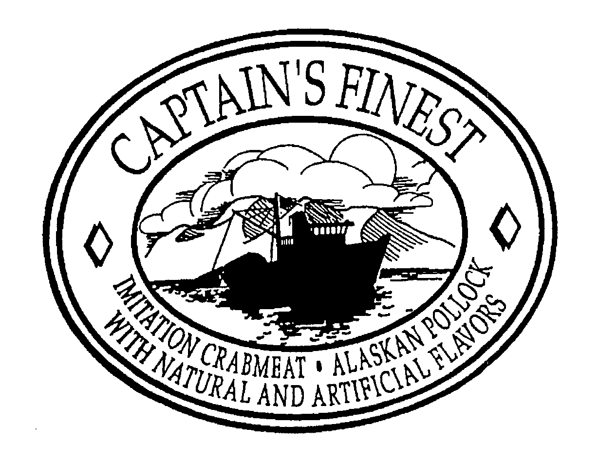 Trademark Logo CAPTAIN'S FINEST IMITATION CRABMEAT, ALASKAN POLLOCK WITH NATURAL AND ARTIFICIAL FLAVORS