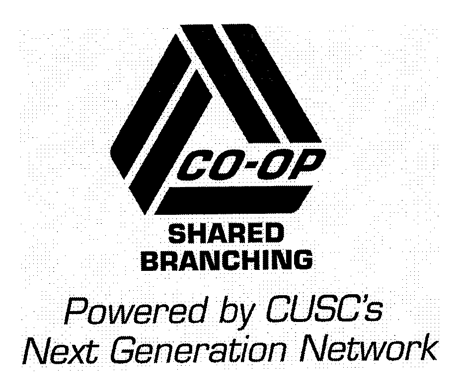 Trademark Logo CO-OP SHARED BRANCHING POWERED BY CUSC'S NEXT GENERATION NETWORK