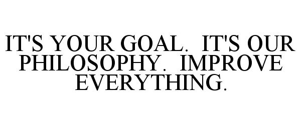  IT'S YOUR GOAL. IT'S OUR PHILOSOPHY. IMPROVE EVERYTHING.