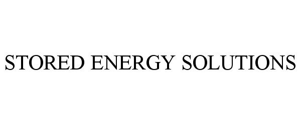 Trademark Logo STORED ENERGY SOLUTIONS