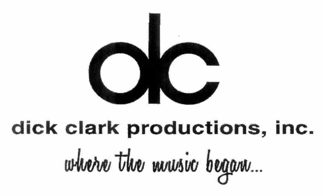 Trademark Logo DC DICK CLARK PRODUCTIONS, INC. WHERE THE MUSIC BEGAN...