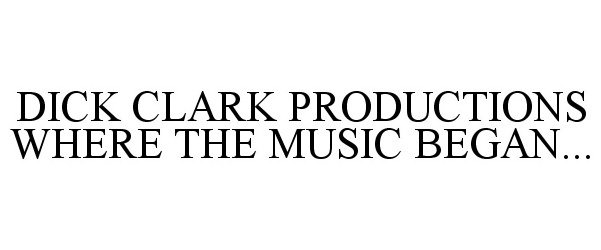 Trademark Logo DICK CLARK PRODUCTIONS WHERE THE MUSIC BEGAN...