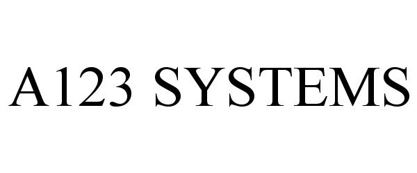 Trademark Logo A123 SYSTEMS