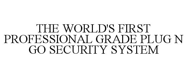 Trademark Logo THE WORLD'S FIRST PROFESSIONAL GRADE PLUG N GO SECURITY SYSTEM