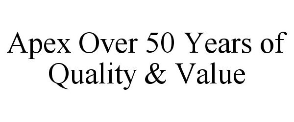  APEX OVER 50 YEARS OF QUALITY &amp; VALUE